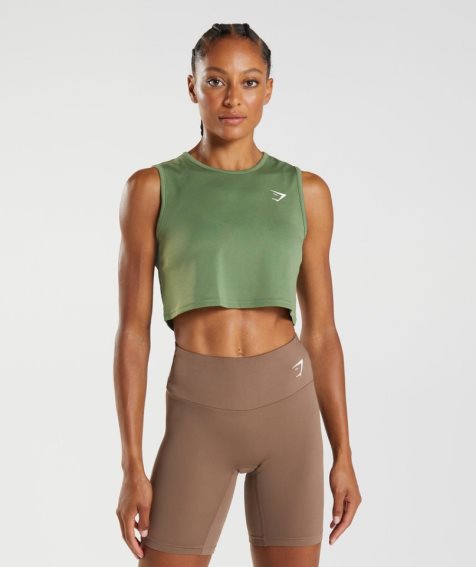 Women's Gymshark Training Cropped Tops Green | NZ 0FVZTB